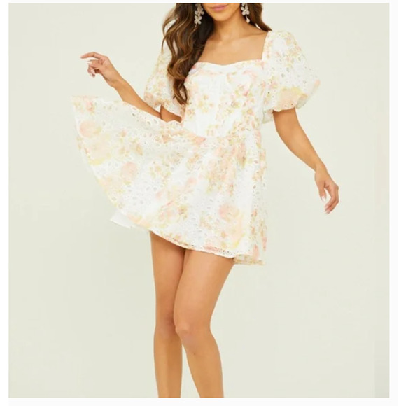 Altard state Dress Women M Rosalinda eyelet mini Floral Corset Feminine Boho - Picture 1 of 9